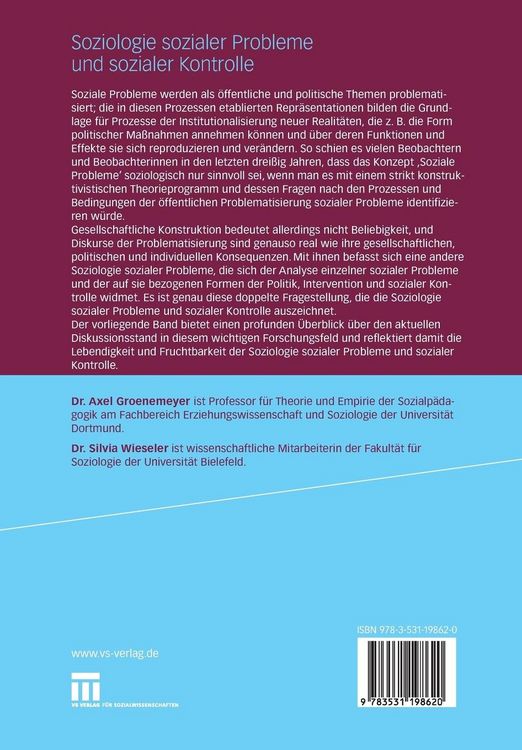 Produktbild: Soziologie sozialer Probleme und sozialer Kontrolle