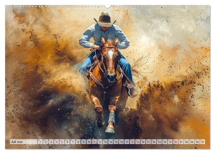 Produktbild: Pferde, Freiheit, Westernreiten (hochwertiger Premium Wandkalender 2026 DIN A2 quer), Kunstdruck in Hochglanz