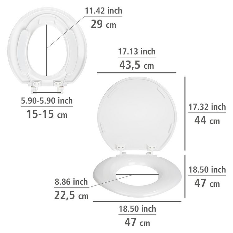 Produktbild: WC-Sitz Mod. Torino XXL, aus antibakteriellem Duroplast, belastbar bis 300 kg