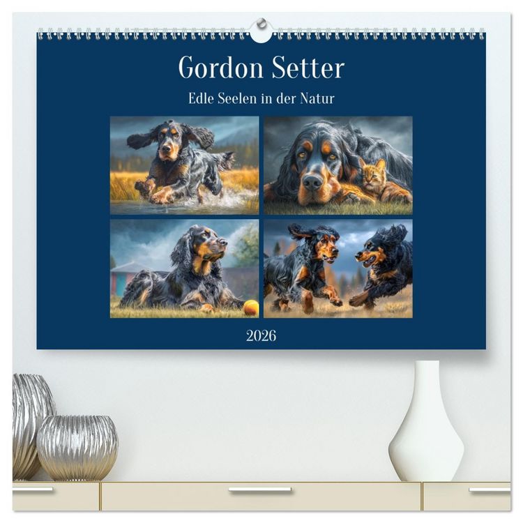 Produktbild: Gordon Setter. Edle Seelen in der Natur (hochwertiger Premium Wandkalender 2026 DIN A2 quer), Kunstdruck in Hochglanz