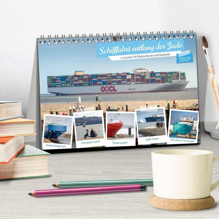 Produktbild: Schifffahrt entlang der Jade zwischen Wilhelmshaven und Hooksiel (Tischkalender 2027 DIN A5 quer), CALVENDO Monatskalender