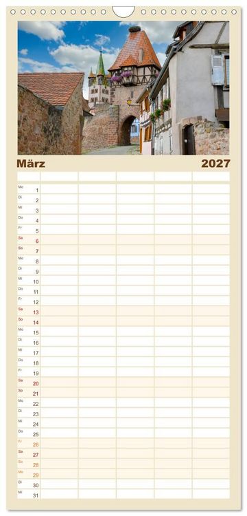 Produktbild: Familienplaner 2027 - Frankreichs idyllische D&ouml;rfer mit 5 Spalten (Wandkalender, 21 x 45 cm) CALVENDO