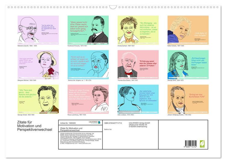 Produktbild: Zitate f&uuml;r Motivation und Perspektivenwechsel (Wandkalender 2026 DIN A2 quer), CALVENDO Monatskalender