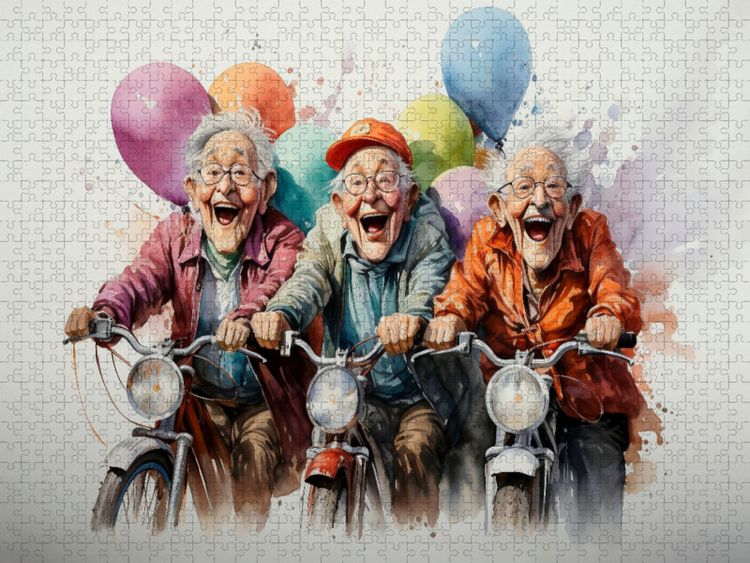 Produktbild: CALVENDO Puzzle Lustige Rentner - Mopedasflug | 1000 Teile Lege-Gr&ouml;&szlig;e 64x48cm Foto-Puzzle f&uuml;r gl&uuml;ckliche Stunden