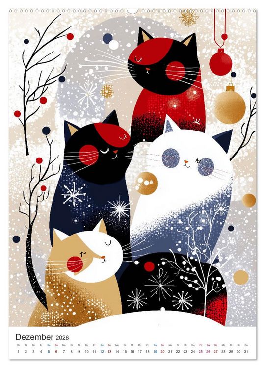 Produktbild: Kunterbunte Katzenbande (hochwertiger Premium Wandkalender 2026 DIN A2 hoch), Kunstdruck in Hochglanz