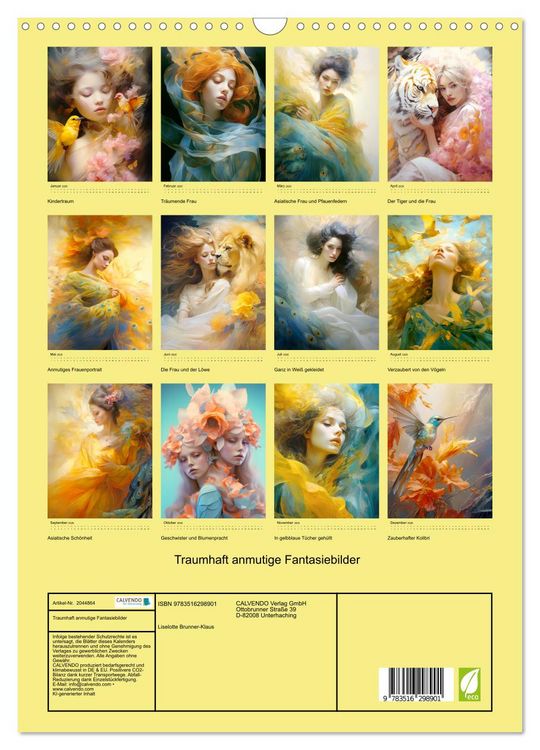 Produktbild: Traumhaft anmutige Fantasiebilder (Wandkalender 2026 DIN A3 hoch), CALVENDO Monatskalender