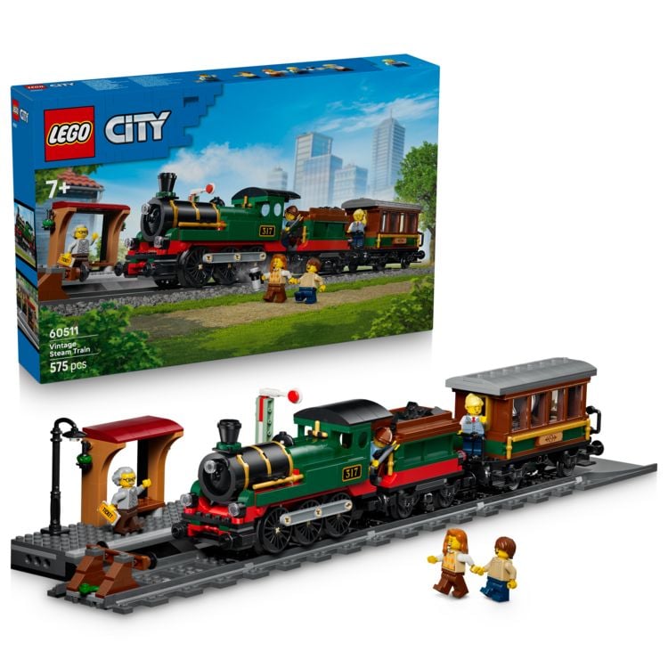 Produktbild: LEGO City 60511 Klassischer Dampfzug, Bauset mit Spielzeugzug f&uuml;r Kinder ab 7 Jahren