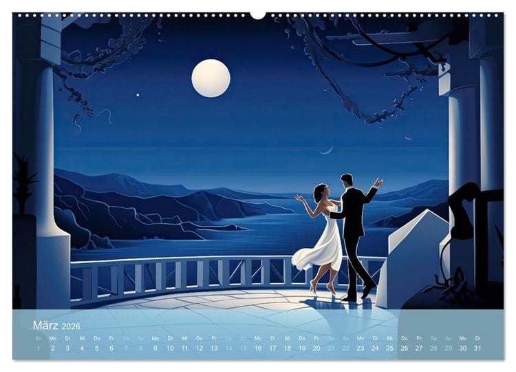 Produktbild: Santorini, Griechenland -Romatische Abendstimmung- (hochwertiger Premium Wandkalender 2026 DIN A2 quer), Kunstdruck in Hochglanz