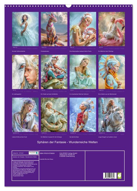 Produktbild: Sph&auml;ren der Fantasie - Wunderreiche Welten (Wandkalender 2026 DIN A2 hoch), CALVENDO Monatskalender