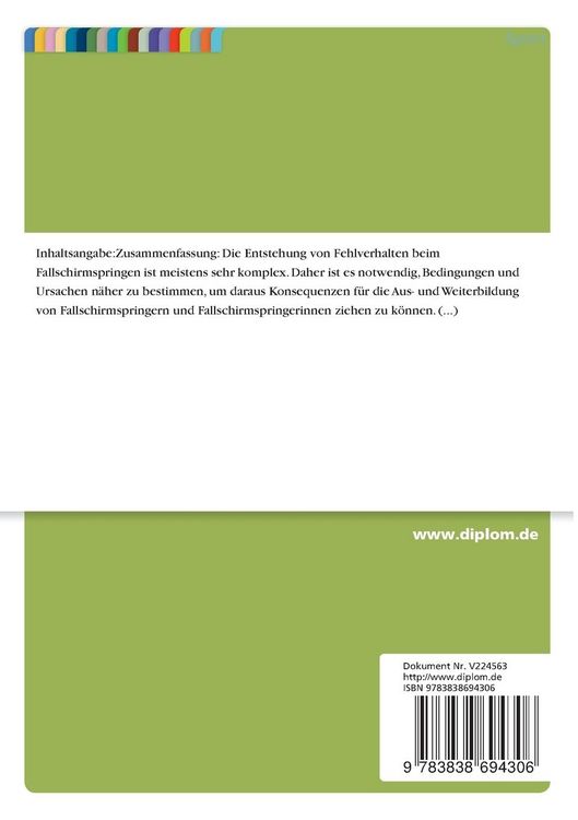 Produktbild: Entwicklung eines Sicherheitstrainings zur Unfallminimierung beim Fallschirmspringen