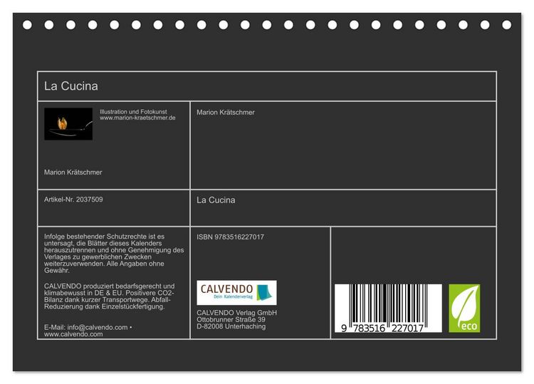 Produktbild: La Cucina (Tischkalender 2026 DIN A5 quer), CALVENDO Monatskalender