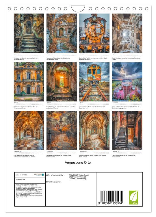 Produktbild: Vergessene Orte (Wandkalender 2026 DIN A4 hoch), CALVENDO Monatskalender