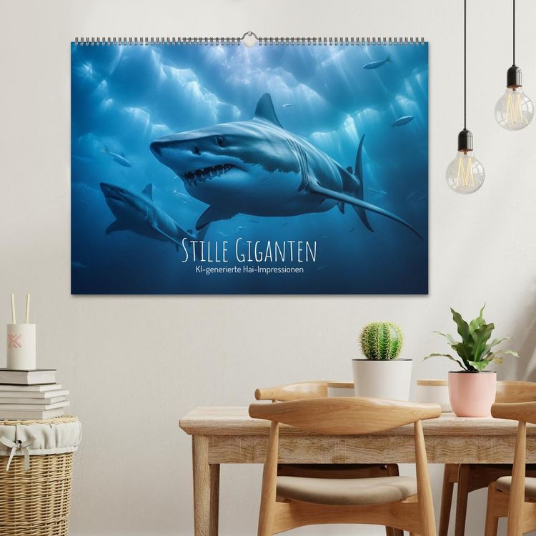 Produktbild: Stille Giganten - KI-generierte Hai-Impressionen (Wandkalender 2026 DIN A2 quer), CALVENDO Monatskalender
