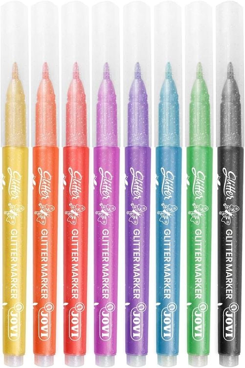 Produktbild: JOVI Faserschreiber ergonomic glitter, 8er Set