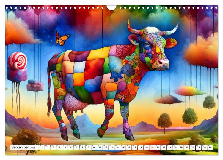Produktbild: Muh-numentale Meisterwerke (Wandkalender 2026 DIN A3 quer), CALVENDO Monatskalender