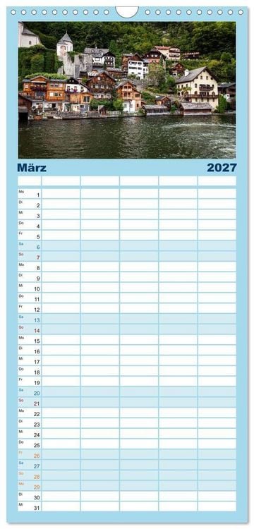 Produktbild: Familienplaner 2027 - Hallstatt und der Hallst&auml;tter See mit 5 Spalten (Wandkalender, 21 x 45 cm) CALVENDO