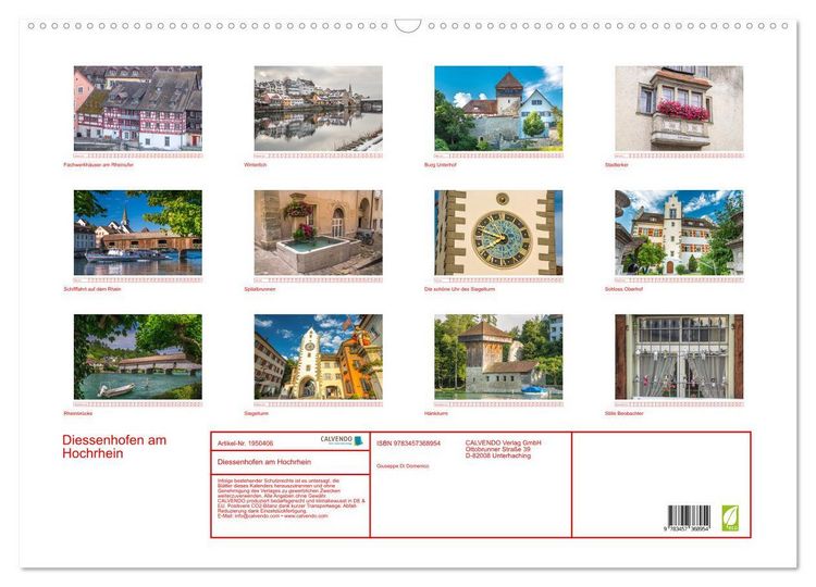 Produktbild: Diessenhofen am Hochrhein (Wandkalender 2026 DIN A2 quer), CALVENDO Monatskalender
