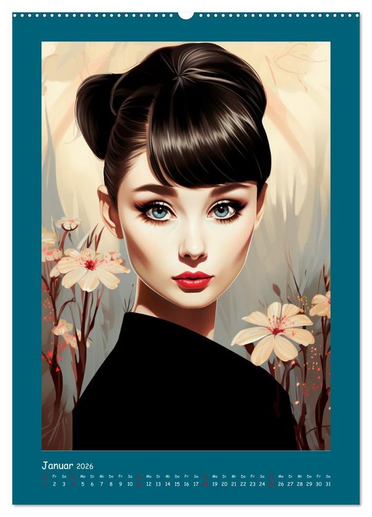 Produktbild: Glanz der Filmdiven. Art Nouveau Paintings im Poster-Stil (hochwertiger Premium Wandkalender 2026 DIN A2 hoch), Kunstdruck in Hochglanz