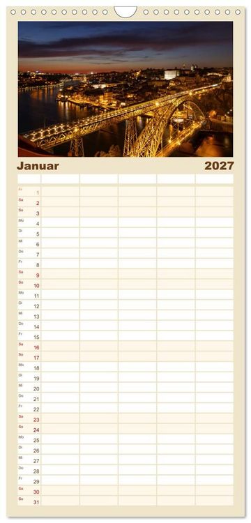 Produktbild: Familienplaner 2027 - Von Porto bis an die Algarve mit 5 Spalten (Wandkalender, 21 x 45 cm) CALVENDO
