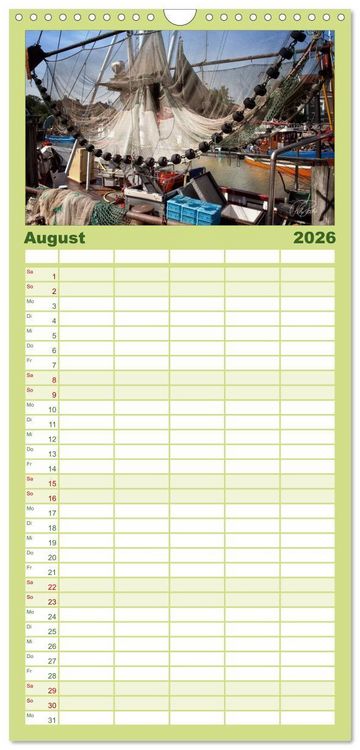 Produktbild: Familienplaner 2026 - Ostfriesland, die alten H&auml;fen - Greetsiel, Neuharlingersiel, Carolinensiel mit 5 Spalten (Wandkalender, 21 x 45 cm) CALVENDO