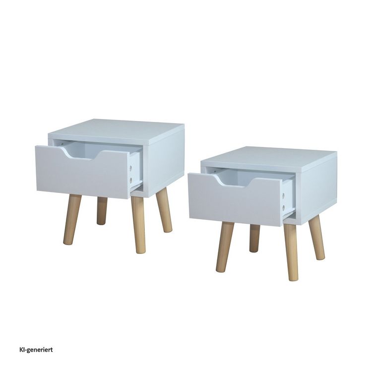 Produktbild: HTI-Living HTI-Living Nachttisch 1 Schublade 2er-Set Thekla Wei&szlig;