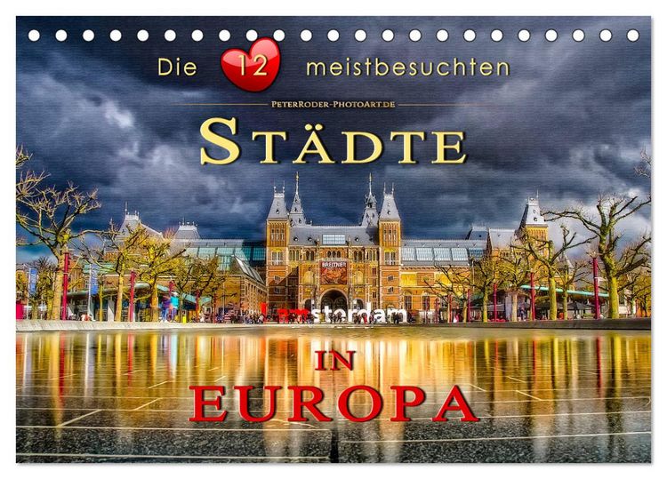 Produktbild: Die 12 meistbesuchten St&auml;dte in Europa (Tischkalender 2026 DIN A5 quer), CALVENDO Monatskalender