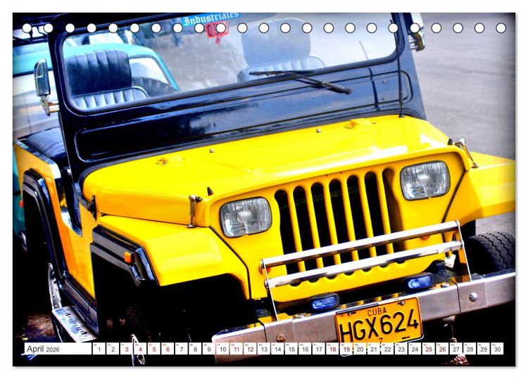 Produktbild: Cuba Jeeps - Gel&auml;ndewagen Oldtimer (Tischkalender 2026 DIN A5 quer), CALVENDO Monatskalender