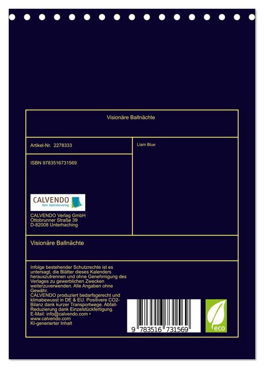 Produktbild: Vision&auml;re Balln&auml;chte (Tischkalender 2026 DIN A5 hoch), CALVENDO Monatskalender