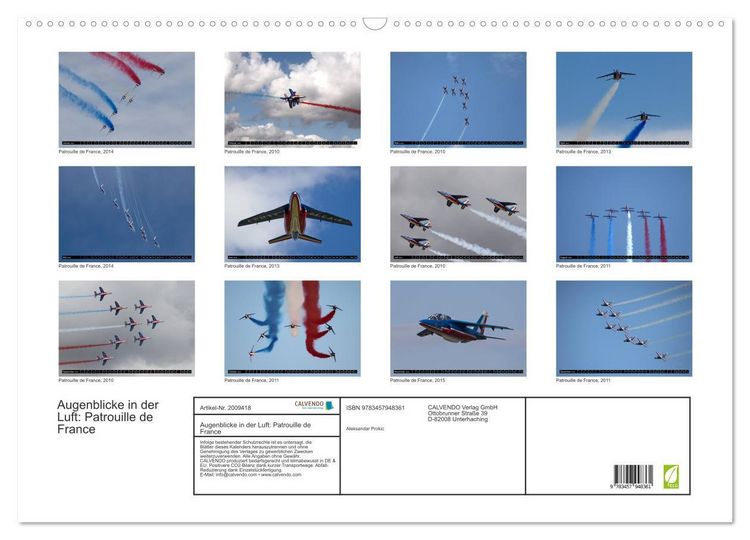 Produktbild: Augenblicke in der Luft: Patrouille de France (Wandkalender 2026 DIN A2 quer), CALVENDO Monatskalender