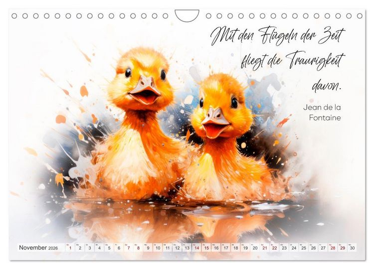 Produktbild: MOTIVATION Spr&uuml;che mit s&uuml;&szlig;en Tierkindern (Wandkalender 2026 DIN A4 quer), CALVENDO Monatskalender