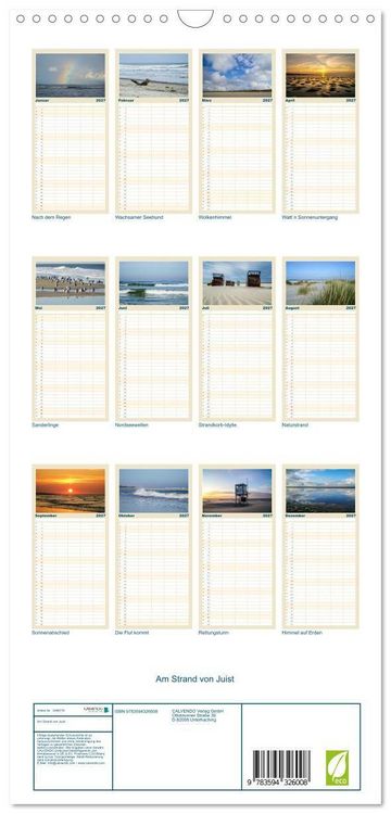 Produktbild: Familienplaner 2027 - Am Strand von Juist mit 5 Spalten (Wandkalender, 21 x 45 cm) CALVENDO