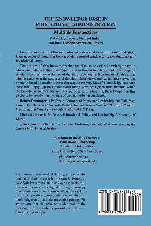 Produktbild: The Knowledge Base in Educational Administration