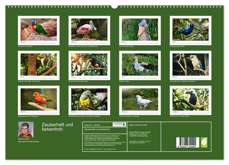 Produktbild: Zauberhaft und farbenfroh (hochwertiger Premium Wandkalender 2026 DIN A2 quer), Kunstdruck in Hochglanz