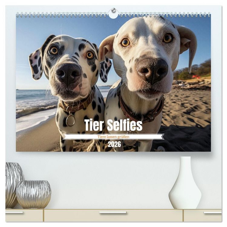 Produktbild: Tier Selfies (hochwertiger Premium Wandkalender 2026 DIN A2 quer), Kunstdruck in Hochglanz