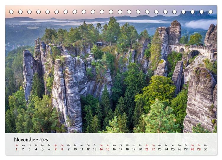 Produktbild: S&auml;chsische Schweiz - Beeindruckende Felsen und unber&uuml;hrte Natur (Tischkalender 2026 DIN A5 quer), CALVENDO Monatskalender