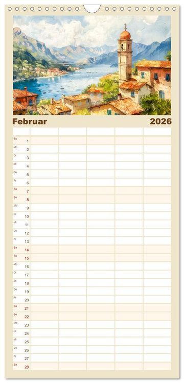 Produktbild: Familienplaner 2026 - Mediterrane Landschaften mit 5 Spalten (Wandkalender, 21 x 45 cm) CALVENDO