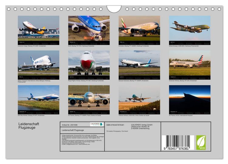 Produktbild: Leidenschaft Flugzeuge (Wandkalender 2026 DIN A4 quer), CALVENDO Monatskalender