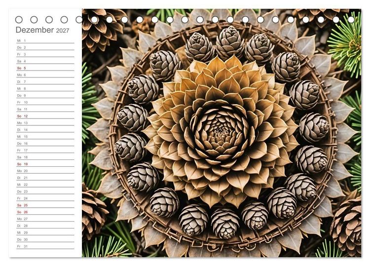 Produktbild: Natural Mandalas - Kraftvolle KI Mandalas aus Naturmaterialien (Tischkalender 2027 DIN A5 quer), CALVENDO Monatskalender