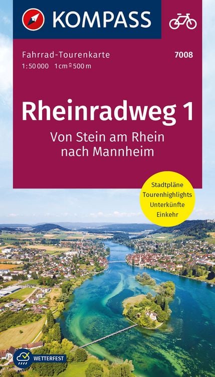 Produktbild: KOMPASS Fahrrad-Tourenkarte Rheinradweg 1 1:50.000