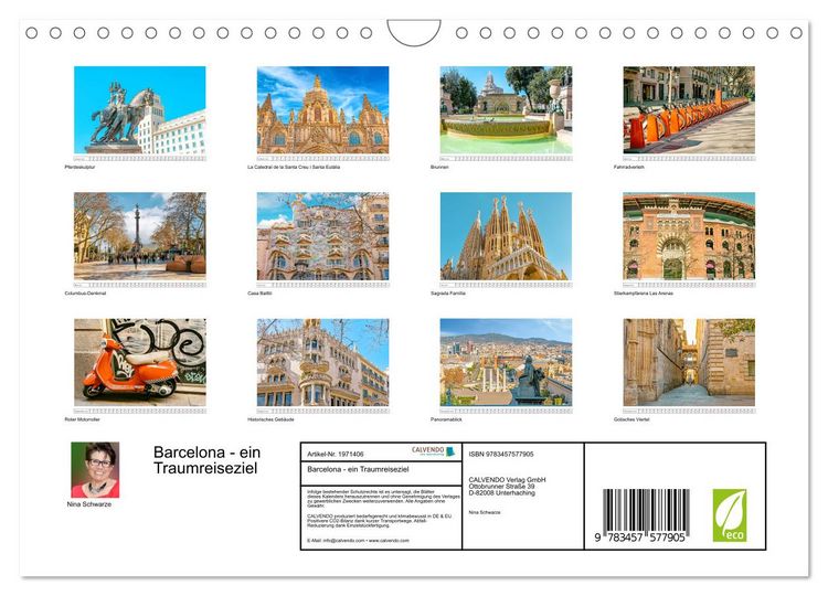 Produktbild: Barcelona - ein Traumreiseziel (Wandkalender 2026 DIN A4 quer), CALVENDO Monatskalender