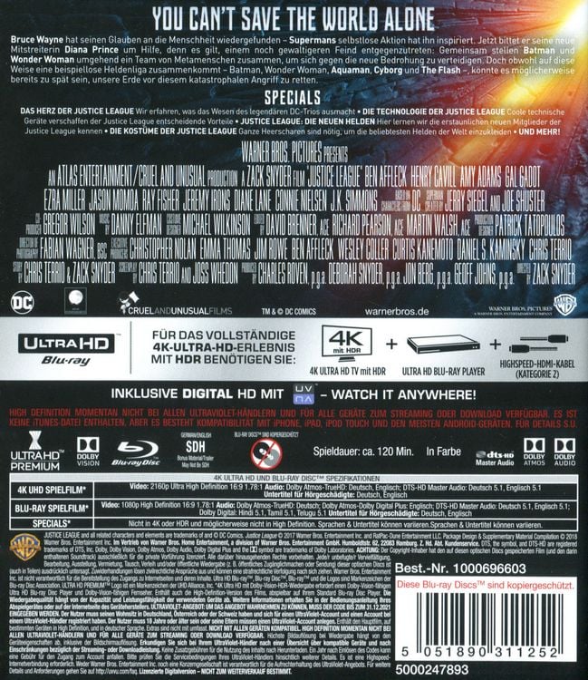 Produktbild: Justice League (4K Ultra HD) (+ BR)