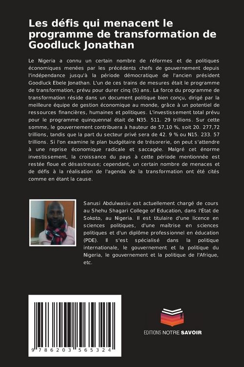 Produktbild: Les d&eacute;fis qui menacent le programme de transformation de Goodluck Jonathan