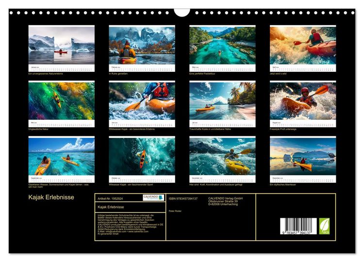 Produktbild: Kajak Erlebnisse (Wandkalender 2026 DIN A3 quer), CALVENDO Monatskalender