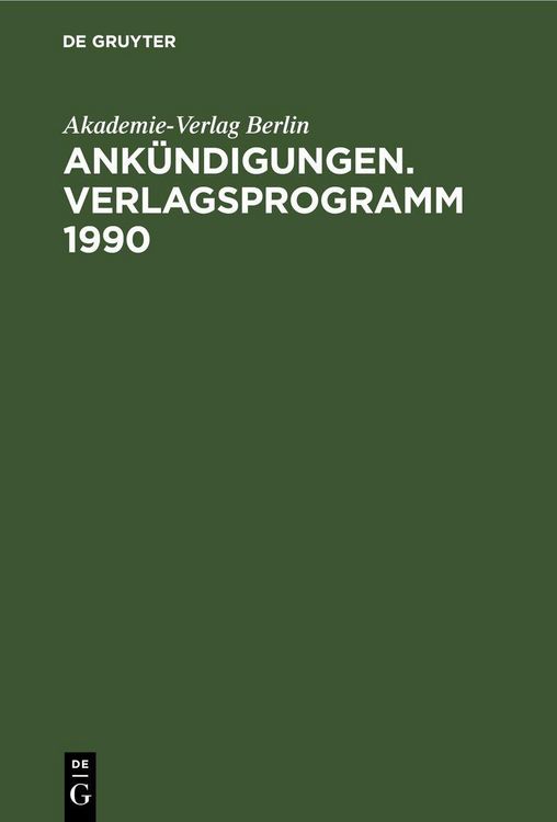 Produktbild: Ank&uuml;ndigungen. Verlagsprogramm 1990