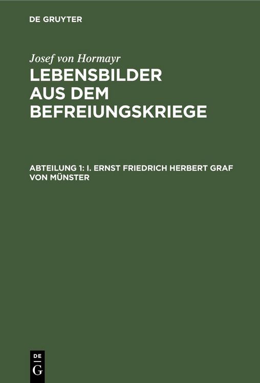 Produktbild: I. Ernst Friedrich Herbert Graf von M&uuml;nster