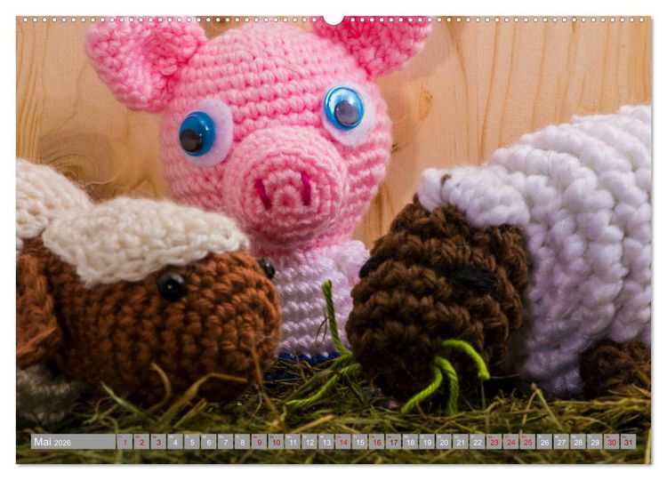 Produktbild: Amigurumi - Die geh&auml;kelte Welt (hochwertiger Premium Wandkalender 2026 DIN A2 quer), Kunstdruck in Hochglanz