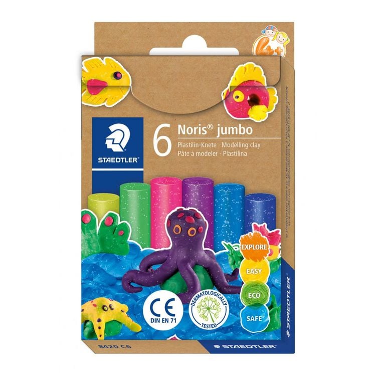 Produktbild: STAEDTLER Noris jumbo 842 Plastilin-Knete Set, metalic, 6 Knetstangen &agrave; 16,6 g, 842M C6