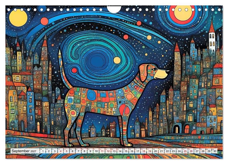 Produktbild: Bunte Hundebande (Wandkalender 2027 DIN A4 quer), CALVENDO Monatskalender