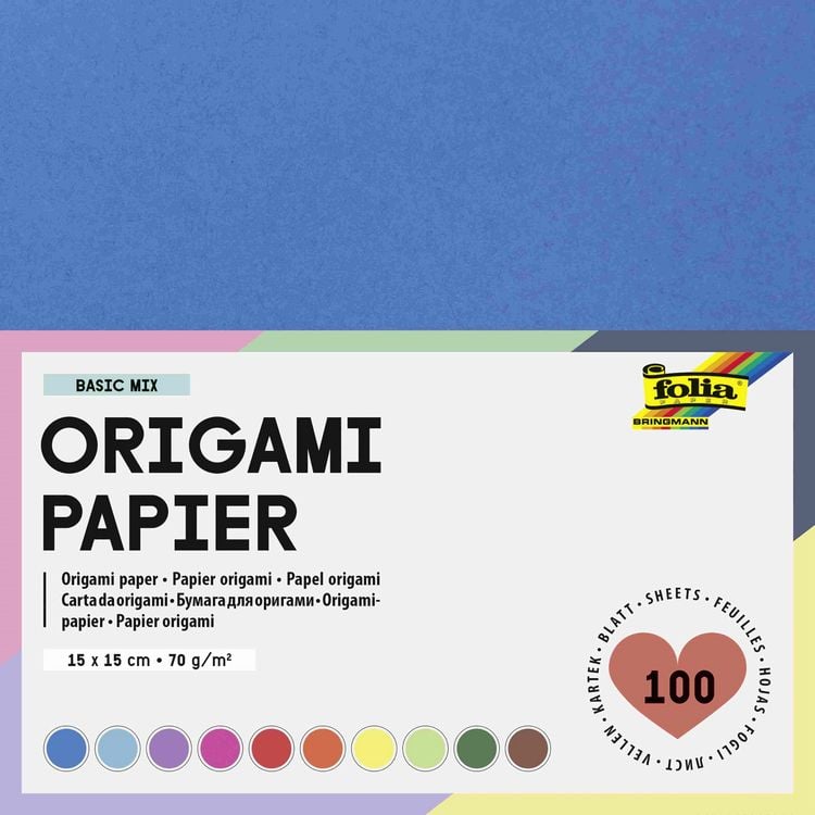 Produktbild: Folia Faltbl&auml;tter 70g/m&sup2; 15x15cm, 100 Blatt farbig