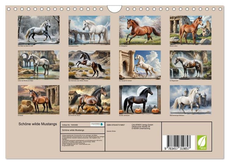 Produktbild: Sch&ouml;ne wilde Mustangs (Wandkalender 2026 DIN A4 quer), CALVENDO Monatskalender